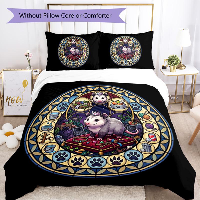Royal Possum Kingdom Pattern Bedding,Quilt Set Quilt Cover Pillowcase Home Birthday Gift (1*duvet cover+2*pillowcase,without core)