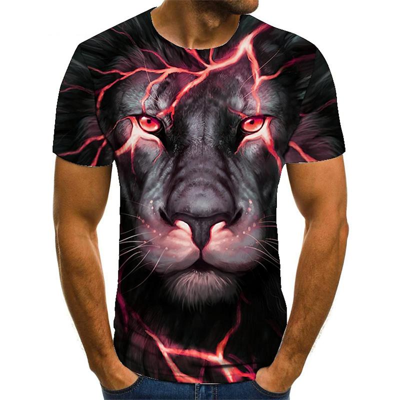 Новая летняя мужская модная футболка с ярким принтом львов, мужская футболка, топ
