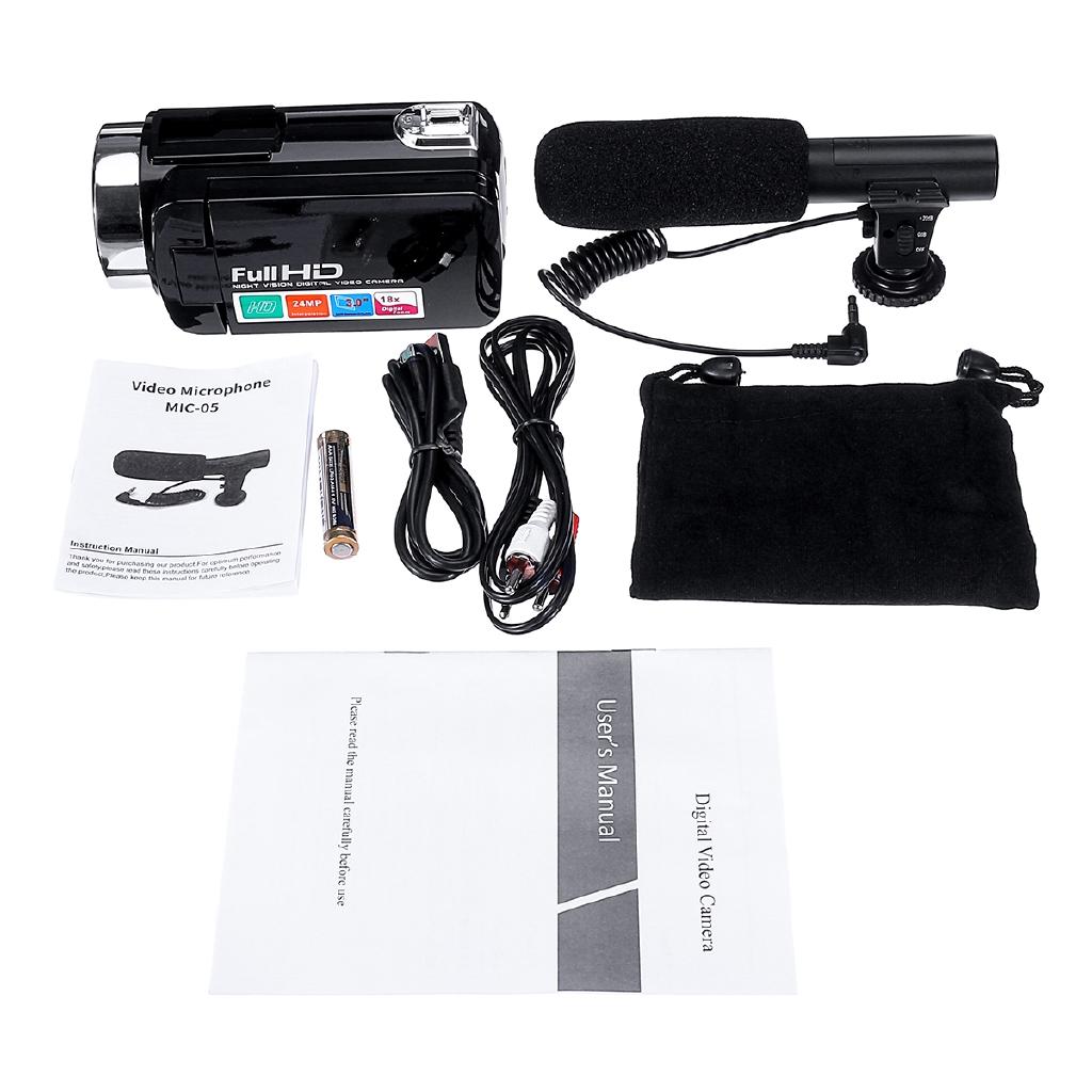 4K Full HD Video Camera Camcorder 2400 MP IR Night Vision Video Camcorder 3 Inch Touch LCD Screen 18X Zoom Camera W/ Mic