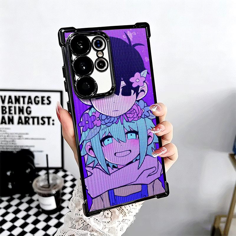 O-Omori Cartoon Game Plating Phone Case For Samsung Galaxy S24 S25 FE S26 Edge S23 Ultra S22 S21 Plus S20 Anti-Fall Airabag Cove