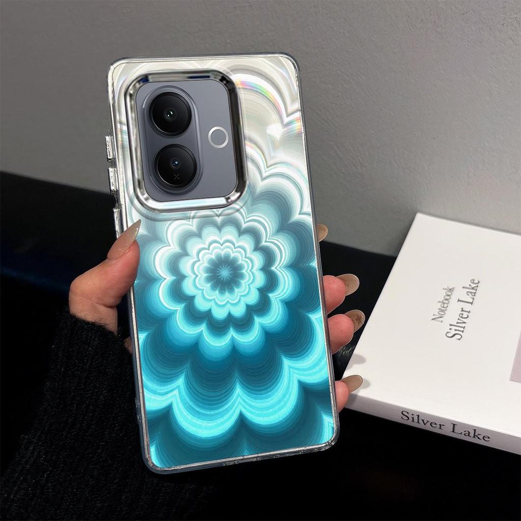 Чехол для Vivo V60 Lite 4G/5G 3D Радужный Градиентный Цветочный Прозрачный Чехол Смена Цвета Призматический Анти-Желтый ТПУ Большая Выступающая Рамка Камеры Ударопрочный
