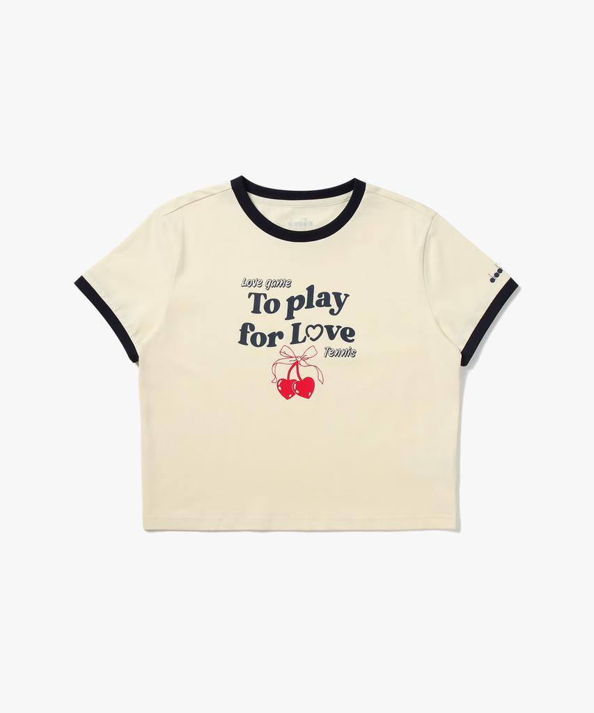 Diadora Play For Love Вишневая футболка с коротким рукавом и контрастной отделкой Желтая