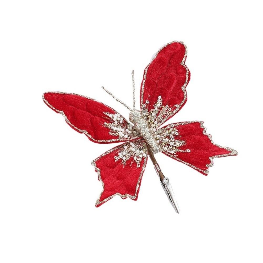 Sequins Artificial Butterfly Clip Simulated Christmas Tree Decoration Home Party