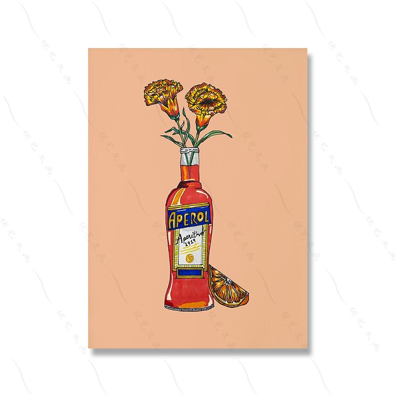 Campari Illustrated Italian Wall Art Print Gator Aperol Sprtiz Poster Sparkling Water Butterfly Wall Picture Cuadros Decorativos