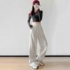 New Splicing Sweatpants Women's Drooping Feeling Loose and Thin Scimitar Banana Pants Casual Straight Wide-leg Pants