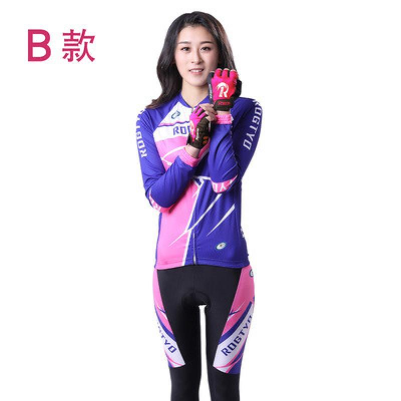 Womens Long Sleeve Cycling Jersey Pants Set Mountain Bike Riding UV Protection Windproof