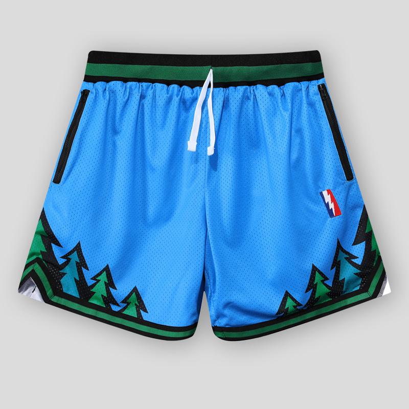 Unisex Retro Mesh Basketball Shorts - Breathable, Double-Layer, Above-Knee Casual Wear for Summer