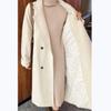 Plus Size Mid-Length Wool Blend Overcoat with Padding and Lining