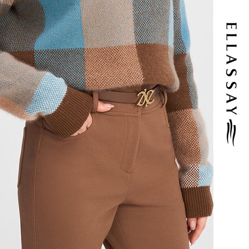 ELLASSAY Женские теплые укороченные брюки из хлопка с высокой посадкой
