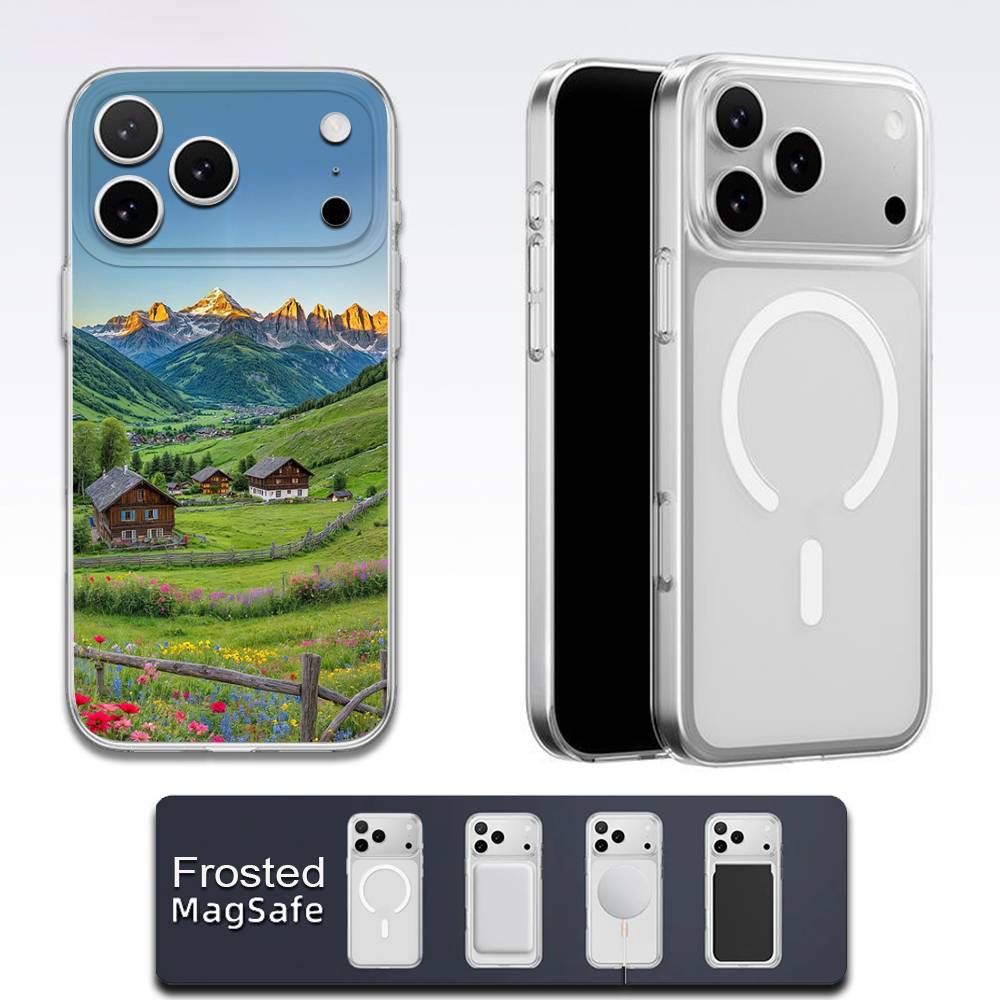 Чехол для телефона с изображением пейзажей Швейцарских Альп для iPhone 17,16,15,14,13,12,11,Pro,Max,Plus,E,Air,Mini Magsafe Прозрачный