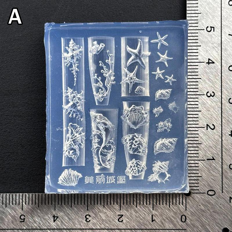 3D Силиконовая Резная Ракушка Раковина Форма для Нейл-арта в Океанском Стиле Мягкий Силикон Шаблон для Дизайна Ногтей DIY Аксессуары для Ногтей для Салона