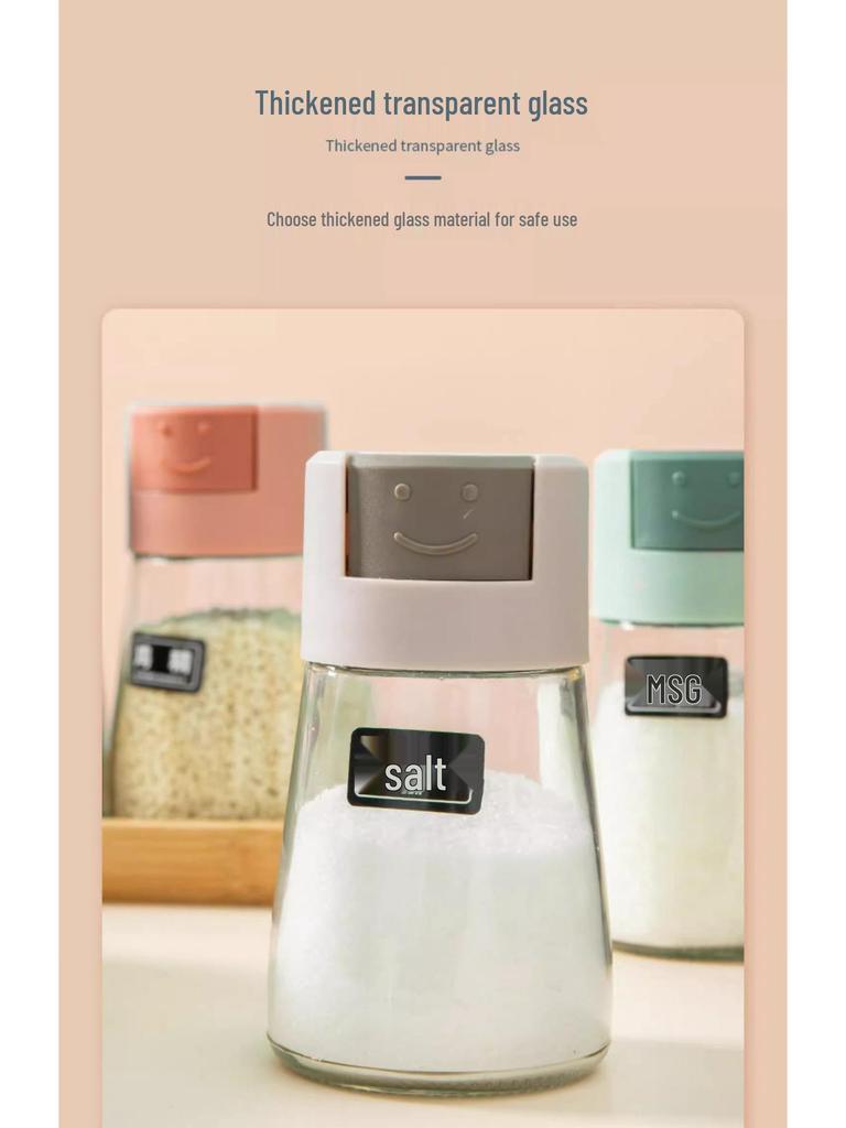 Newcomer Special: 5 Yuan Off - Press-Type Seasoning Jar for Kitchen, Sealed & Moisture-Proof Salt Control Bottle