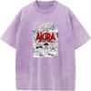 Akira Manga Graphic Print Tshirt Vintage Washed Oversized T Shirt For Men Women Clothing Summer Cotton Short Sleeve Tees Tops