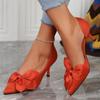 Fashion Women High Heels Shoes Pointy Shallow Mouth Bow with Shoes Spring Autumn 2024 Fashion Sexy Banquet High Heels Shoes for Women