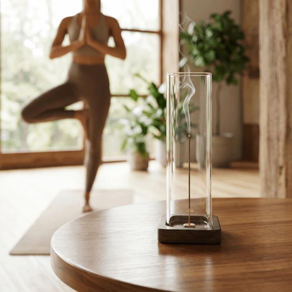 Transparent Glass Incense Holder Zen Style Anti-Ash Flying Incense Burner Ash Catcher  Yoga