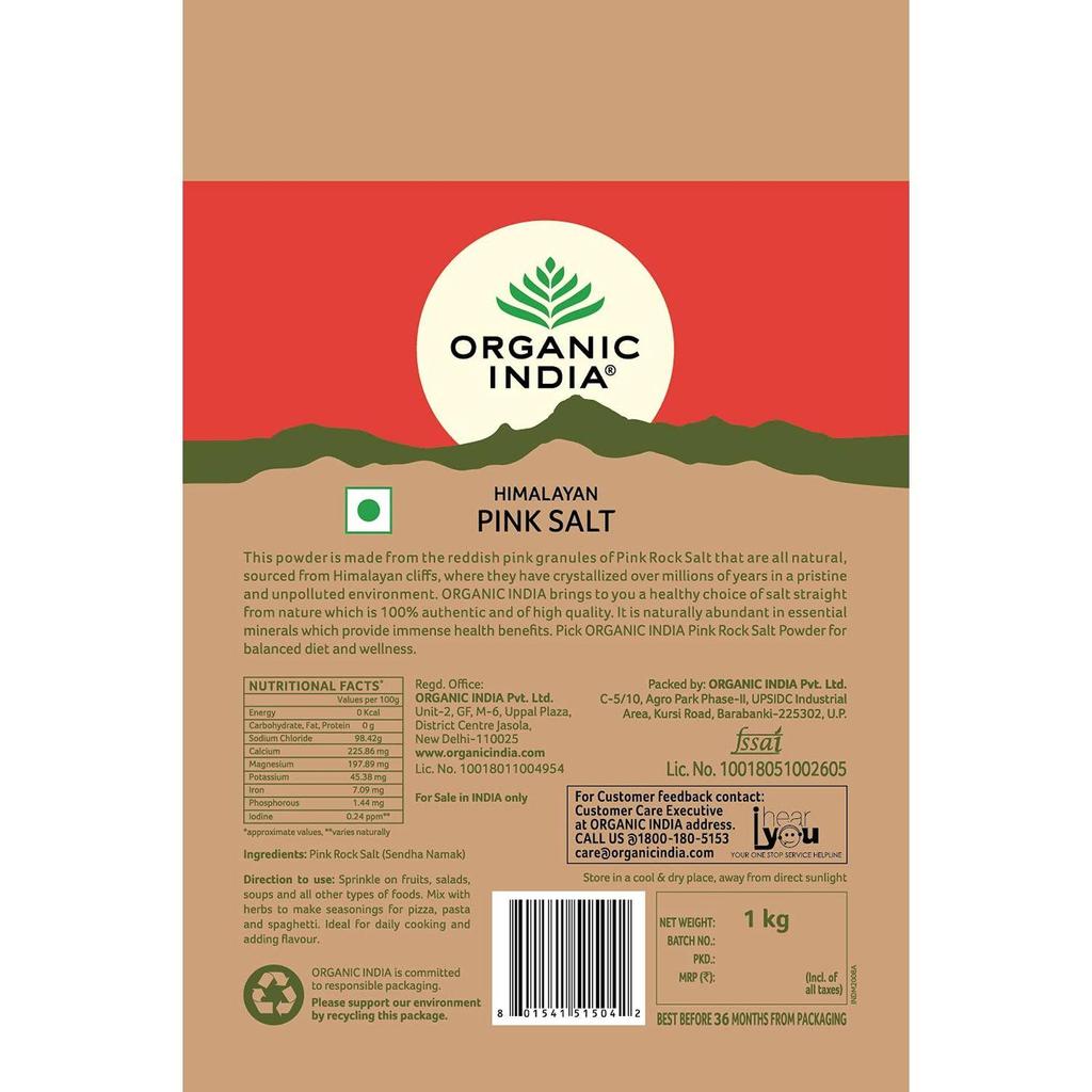 ORGANIC INDIA Pink Rock Salt - 1Kg Packet