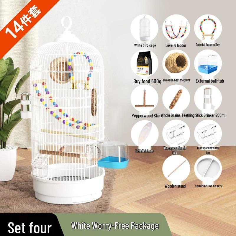 Роскошный круглый металлический набор клеток для попугаев, волнистых попугайчиков, корелл и майны