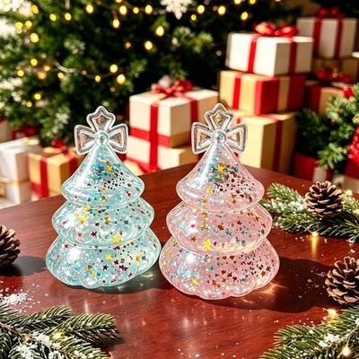 Glitter Clear Xmas Desktop Ornament Maltose Texture Christmas Tree Fidget Toy Holiday Desk Decor