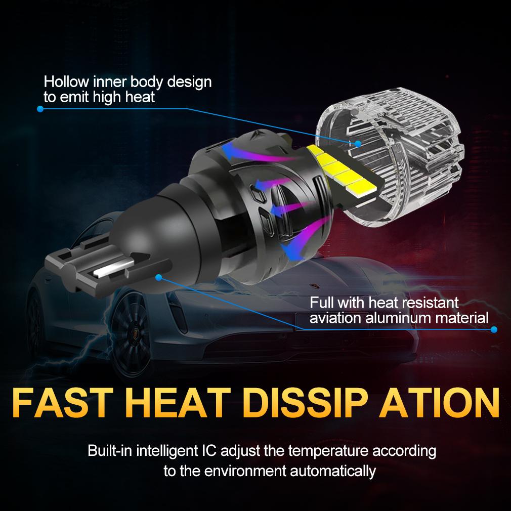 2 шт. Светодиодные лампы T15 W16W Canbus Автомобильные огни 2400 лм 10SMD 2835 Чипы 912 921 с линзой Без ошибок Задний фонарь заднего хода Автолампа 6000K Белый 12V