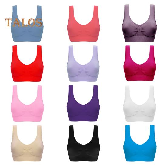 Бесшовные спортивные бюстгальтеры для женщин, большой размер, беспроводной бюстгальтер, майка со съемными подушечками, эластичный бюстгальтер для йоги