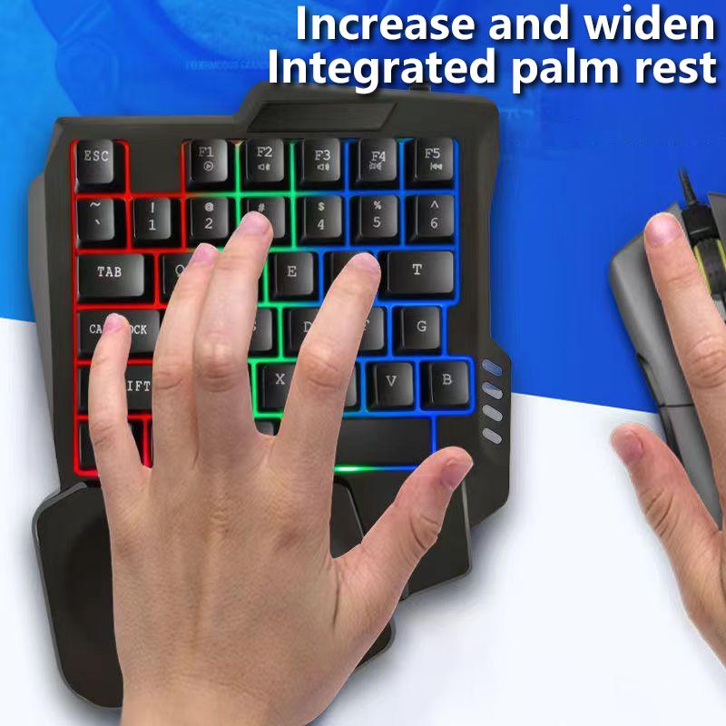 RGB Игровая Клавиатура Одноручная Мини USB Ультратонкая Проводная 35 Клавиш Одноручная Клавиатура с Подсветкой Для Компьютера ПК Ноутбука
