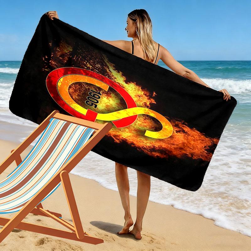 Galatasaray Crest Print Beach Towel, Large Soft Quick Dry Towel for Beach Camping Swimming