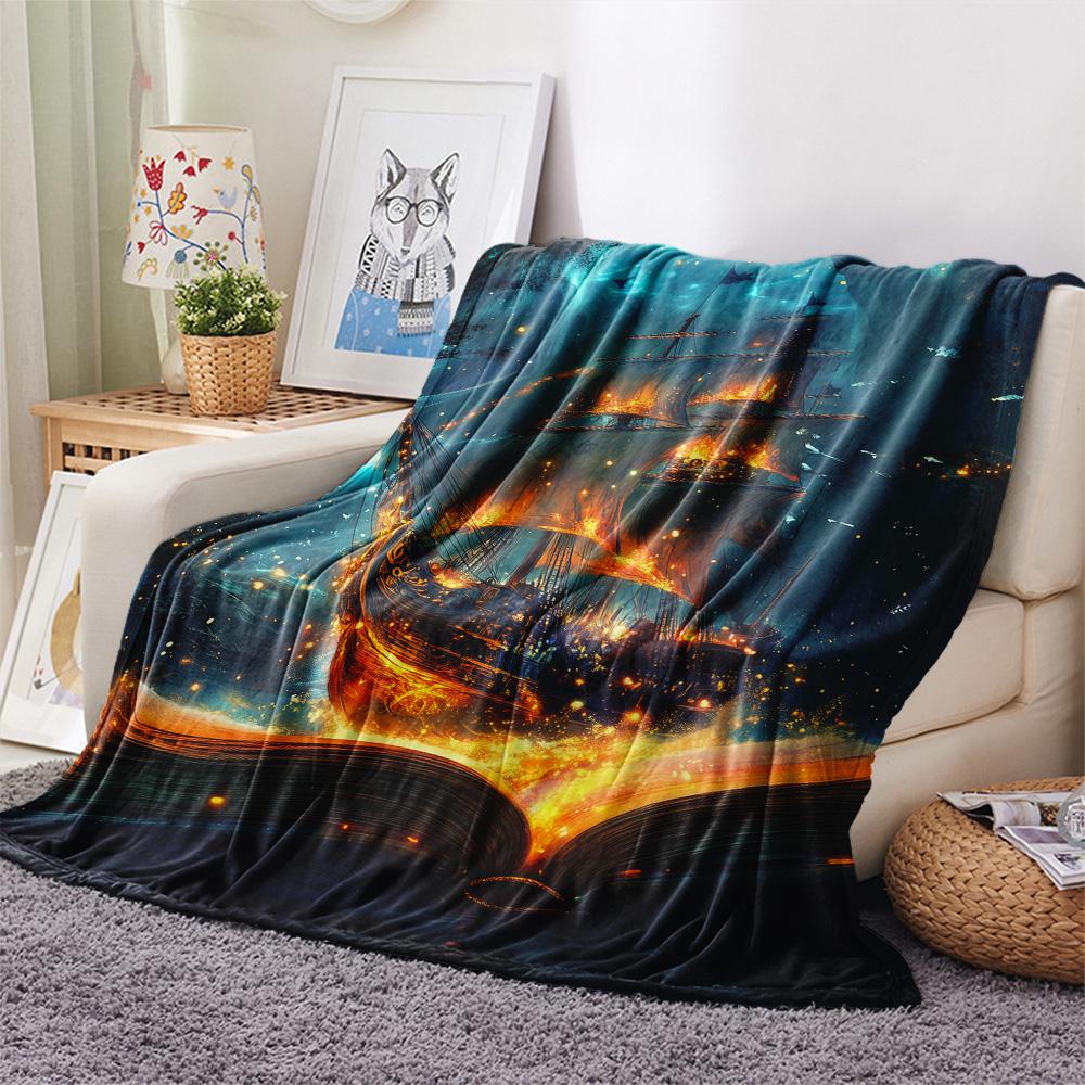 Glowing Books Print Flannel Blanket, High quality Comfortable for All Seasons, Home Decor, Warmth and Comfort