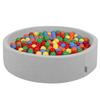 Мягкая яма для шариков круглая 120х30см/300 шариков Мячи 7см для детей, светло-серые:желто-зеленый-синий-красный-оранжевый