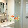 Aquatic Plant Window Decal Red Goldfish Design Sticker, Transparent Electrostatic Adhesion No Glue Auspicious Decor Glass for Living Room Bedroom
