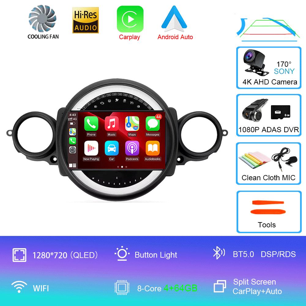 Автомагнитола Android 14 для BMW Mini Cooper R56 R60 R51 2006 - 2015 GPS Carplay Навигация Стерео Авто DSP BT DVD Мультимедийный плеер