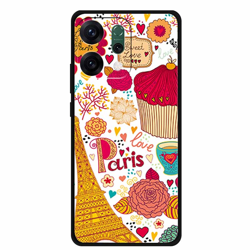For Oppo Reno 14 5G 3D CaseRelief Flowers Emboss Phone Cover For Oppo Reno 14 Black Silicone Shockproof Soft Fundas Protector