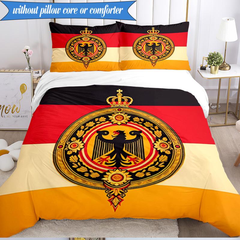 3PCS Germany Coat Of Arms Design Bedding Set 2D Printing (Includes 1 Duvet Cover + 2 Pillowcases Coreless), Bedroom decor,Fan gift