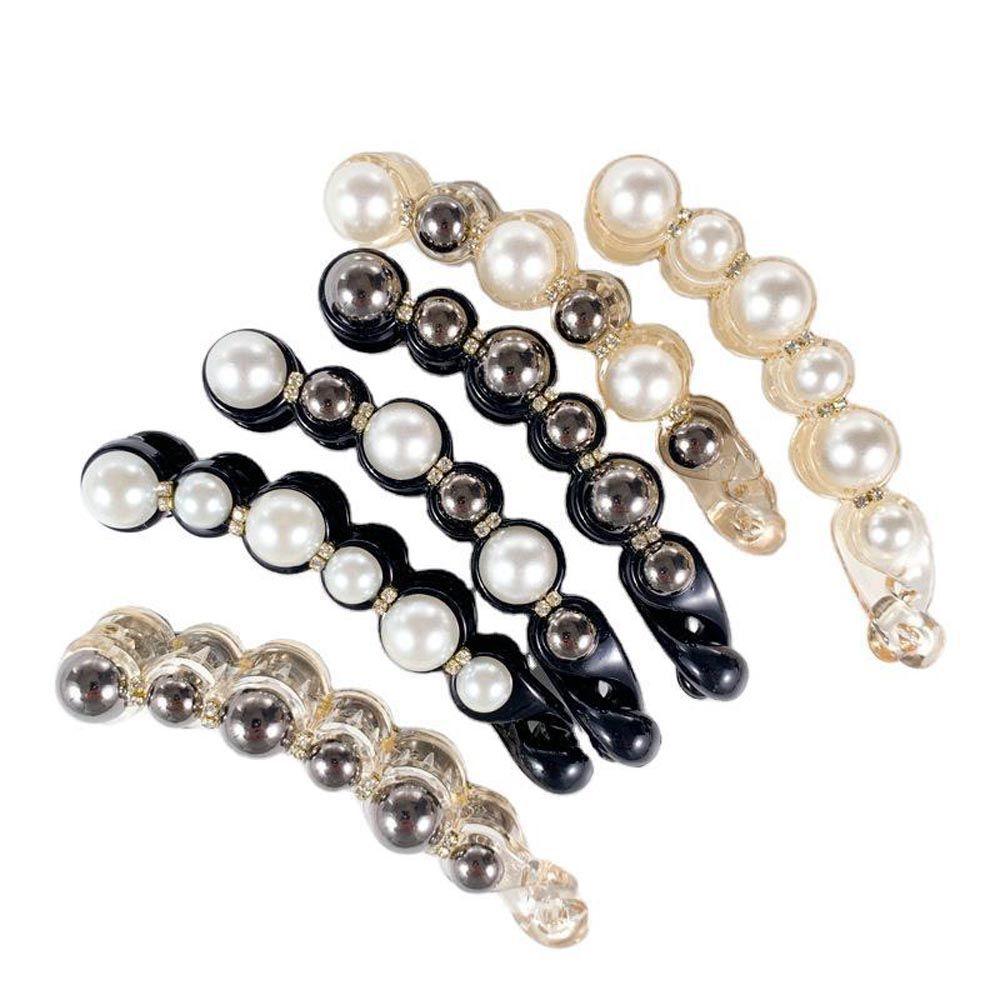 Crabs Crystal Pearl Hairpins Ponytail Holder Vertical Clamp Korean Hair Clips Women Banana Clips