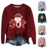 Women's Fashion Casual Long Sleeve Christmas Printed Neck Woolen Knit Pullover Top
