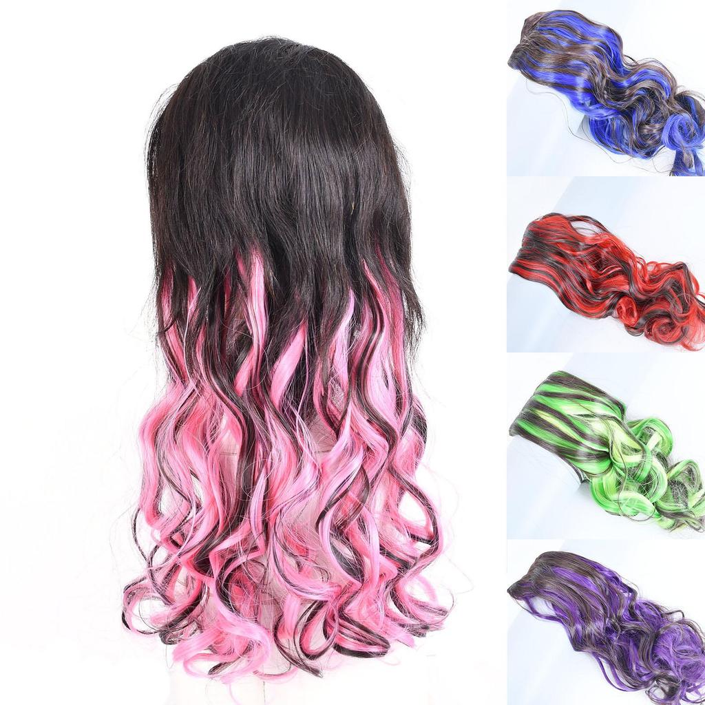 Jeedou Мелированный парик на заколках, Наращивание волос на 5 зажимах, Цельный, Длинные волнистые синтетические волосы, Красный цвет пианино для женщин