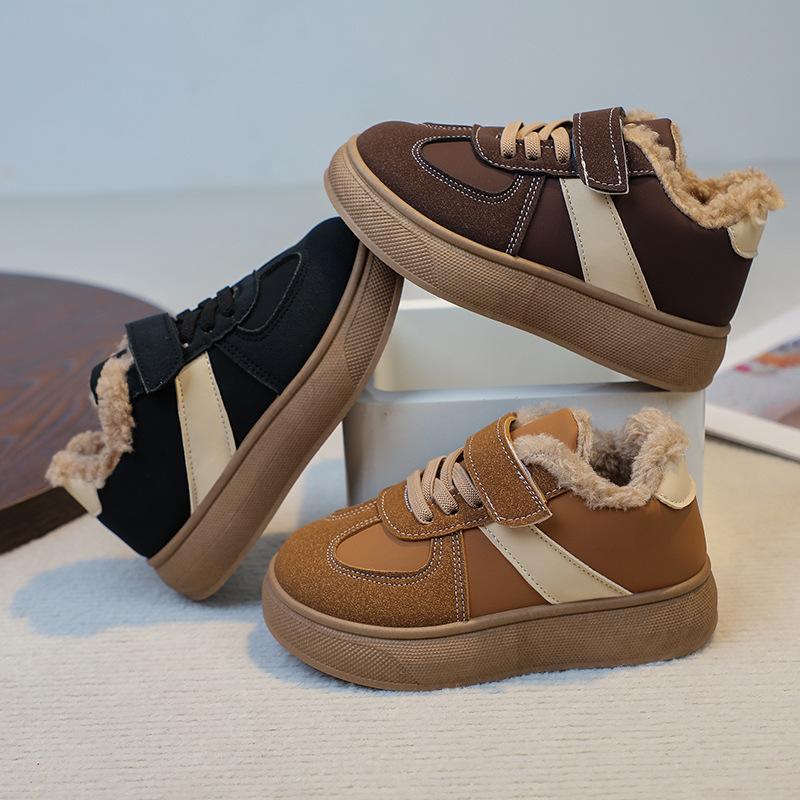 Детская зимняя теплая обувь Флисовые кроссовки Хлопковые туфли для мальчиков Водонепроницаемые сапоги из овечьей шерсти для девочек