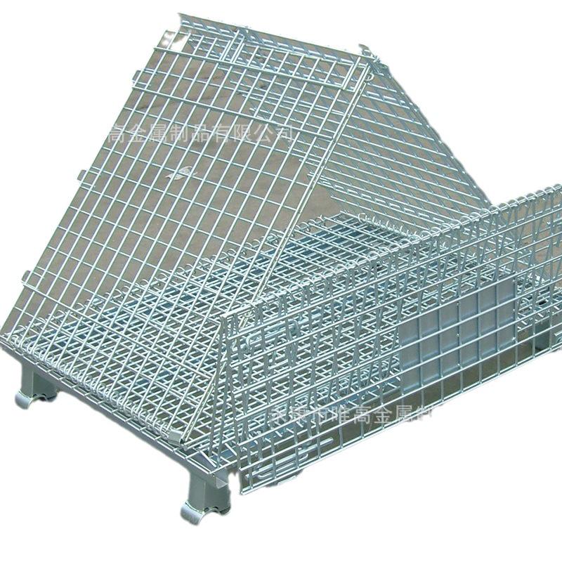 Foldable Portable Metal Mesh Storage Cage with Wheels - Customizable Logistics Box