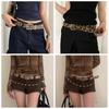 Gothic Leopard Print Belt Designer Women's Waist Belt Daily Rivet Waist Belt Streetwear