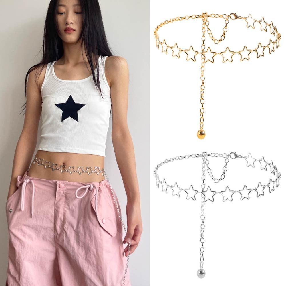 Japanese Style Star Waist Chain Punk Metal Chain Waistband All-match Y2k Chain Belt for Women