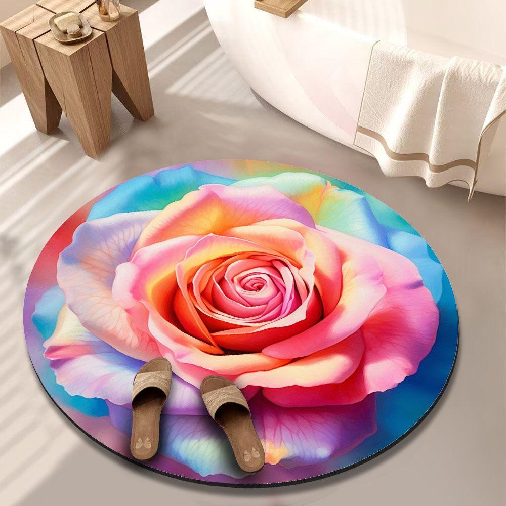 Нескользящий коврик для пола «Пион» специальной формы, коврик для пола в ванную комнату для гостиной, чайного столика, прикроватный