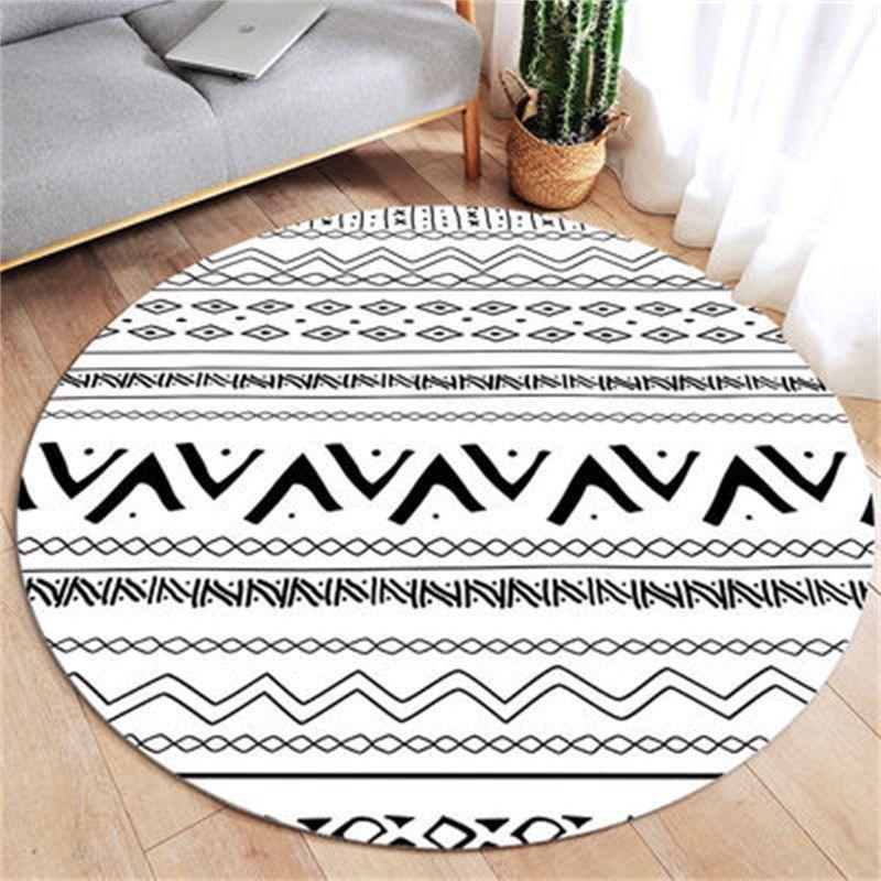 Ethnic Style Circular Carpet Bedroom Minimalist Computer Chair Circular Pad Dressing Table Bedside Dirt Resistant