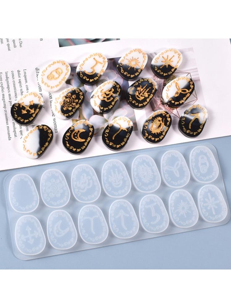 Crystal Rune Stones Silicone Molds Resin Molds Runes Symbol Crystal Molds for Resin Divination Letter Epoxy Mold