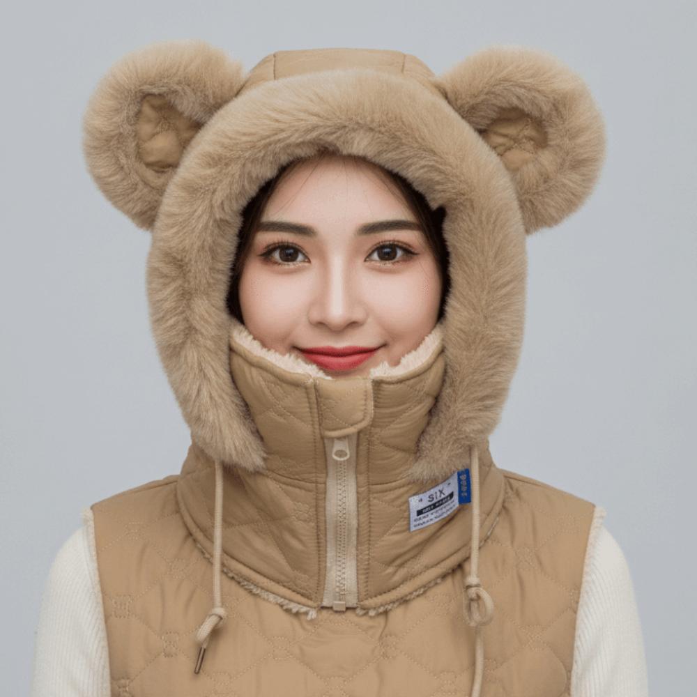 Fleece Lined Unisex Balaclava Thick Plush Winter Face Mask Hooded Scarf Hat Skiing