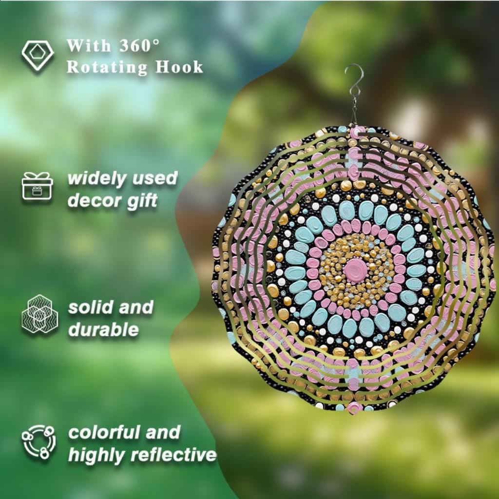 Bohemian Metal Wind Spinner 3D Hanging Decor for Garden Patio Yard No Electricity Needed All Season Outdoor Wind Chime Art