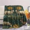 1PC Retro-style animals Print FlAannel Blanket, High quality Comfortable for All Seasons, Home Decor, Warmth and Comfort