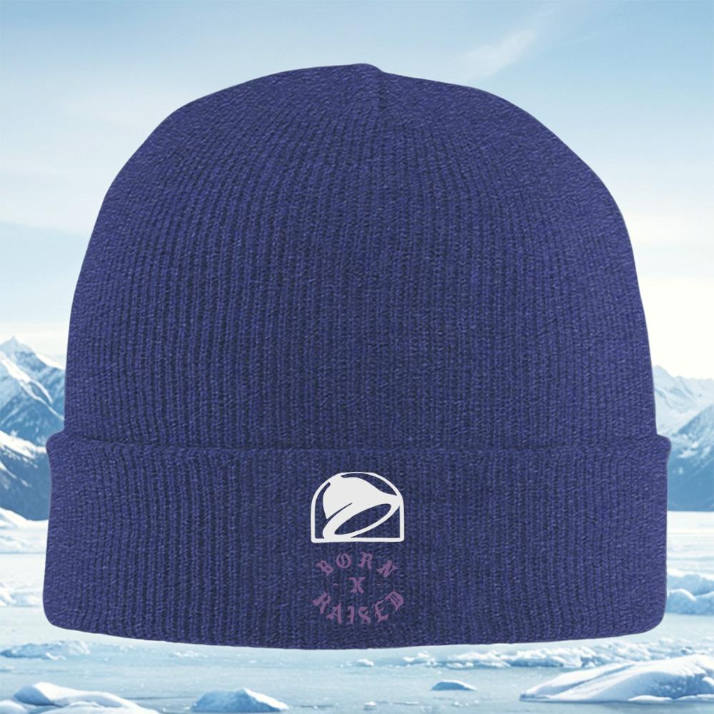 Taco Bell logo Born Raised design Men Women Unisex Knitted Hat Beanie Pullover Cap Winter Thermal Warm Christmas Outdoor Cycling