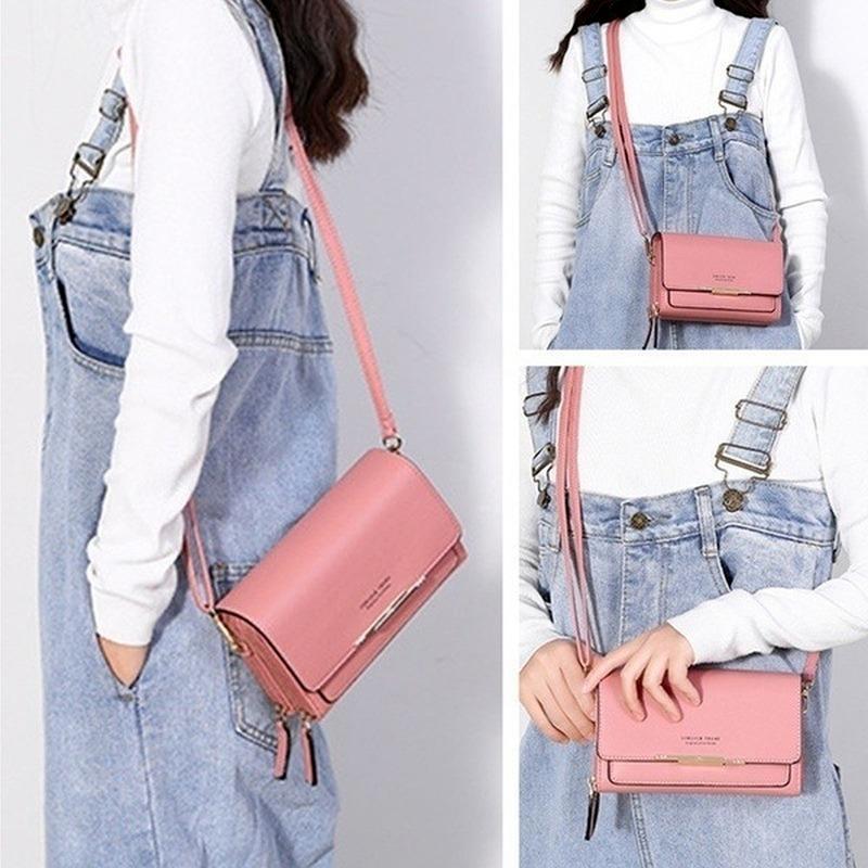 6 цветов модная женская сумка через плечо кожаный 3-слойный кошелек держатель для карт зажим для денег кошелек через плечо