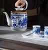Blue & White Large Capacity Ceramic Teapot - High Temp Resistant, Retro Style, Single Large Size, Ideal for Water Brewing.