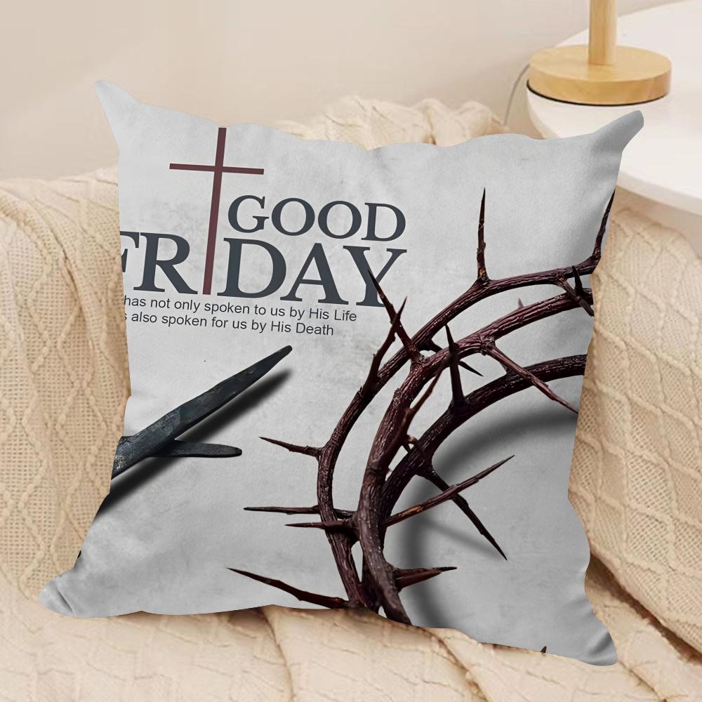 Good Friday Christ Cushion Cover Silky Short Plush Invisible Zipper Dustproof Sofa Pillow Case for Home Decor