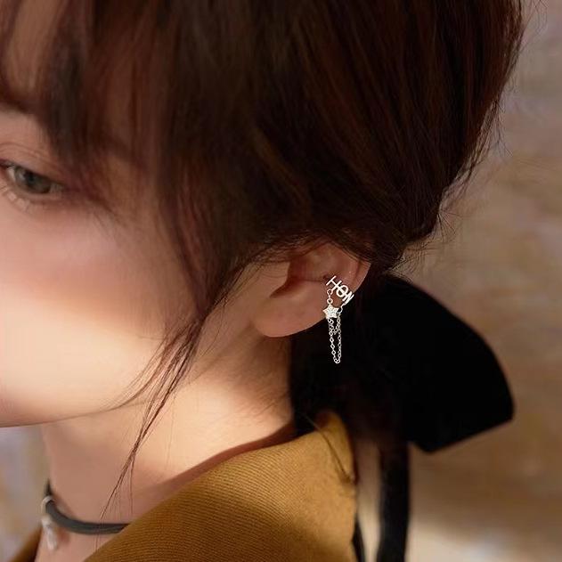 Трендовые осенние серьги-клипсы со звездой и кисточками – Стильные серьги без прокола